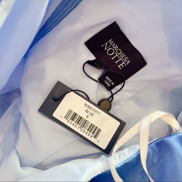 Marchesa Notte V-Neck Printed Organza Gown - Picture 11 of 11